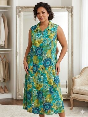 Vtg 90s - Sag Harbor - Floral Maxi Dress | Plus Size 20W Boho
